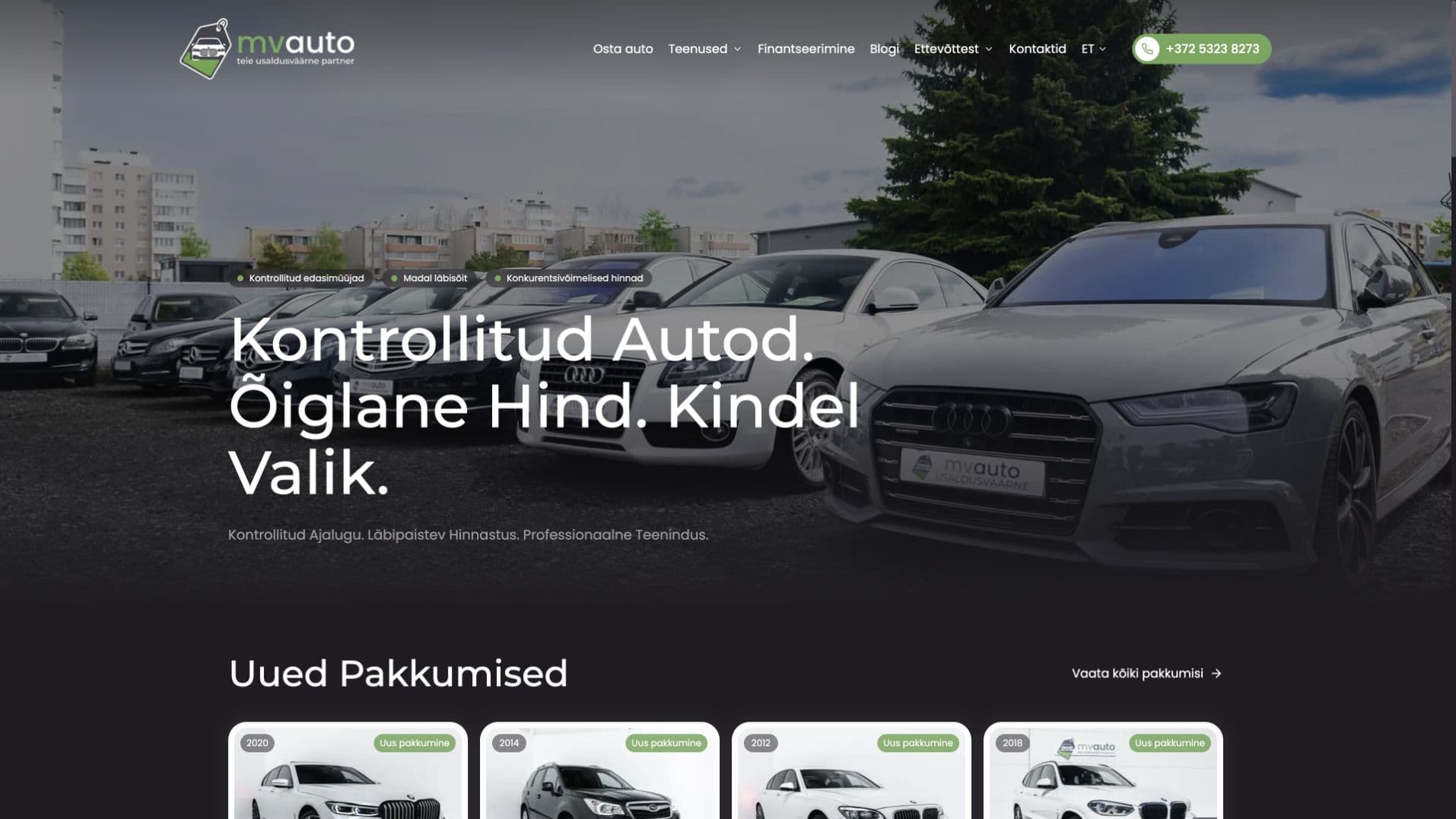 MVAuto sõidukikataloogi kasutajaliides