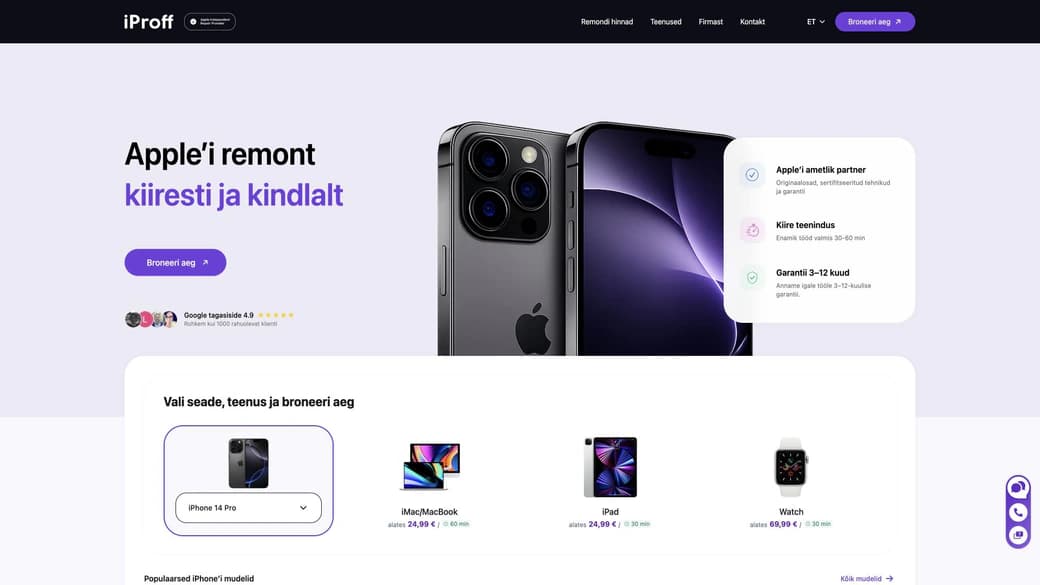 iProff: Remondi broneerimine algab teie seadmest.