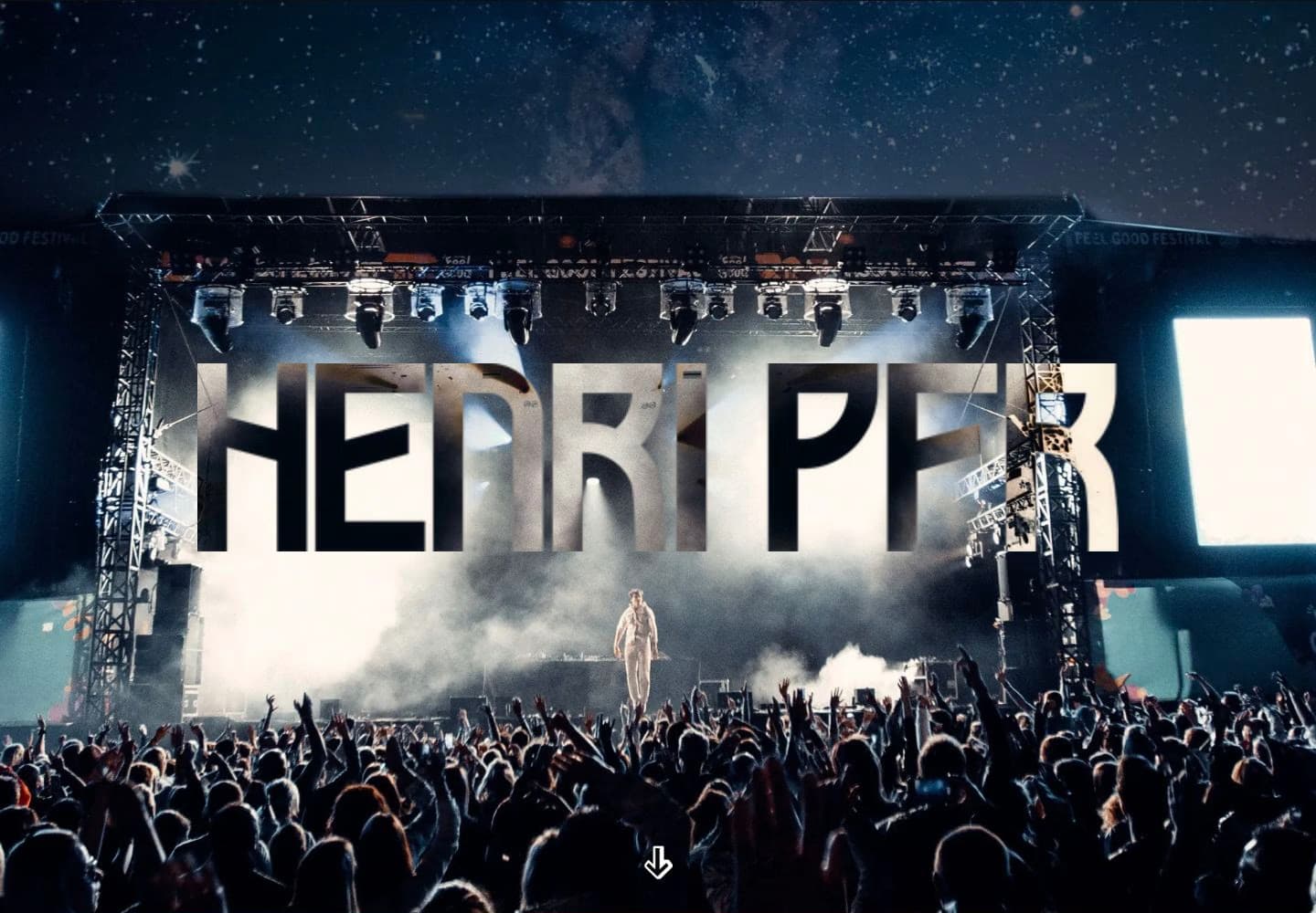 Henri PFR artist website hero with a live show