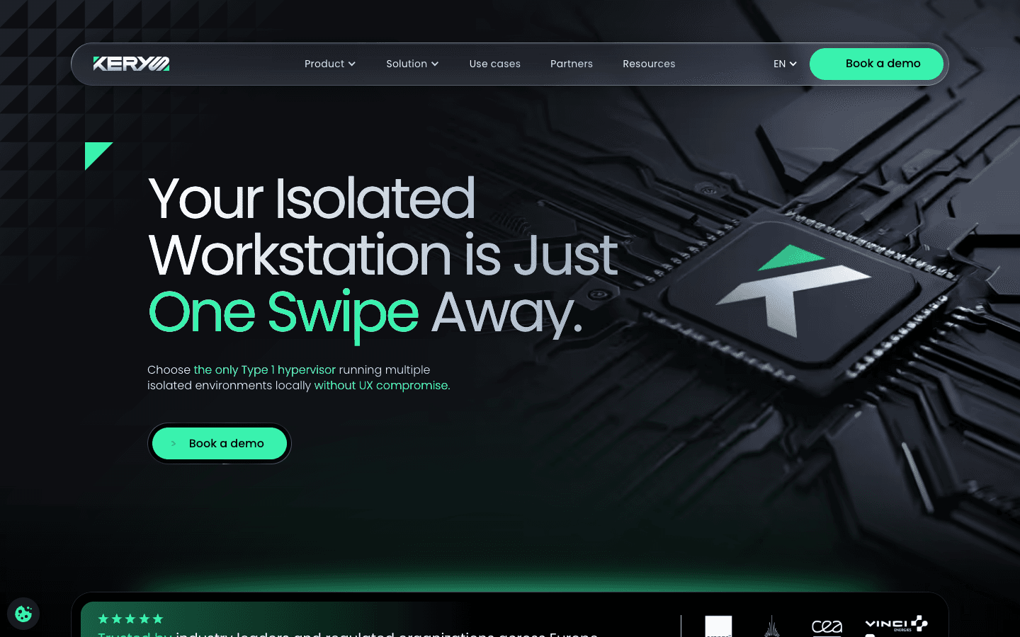 Главная страница Kerys Software с изолированной рабочей станцией