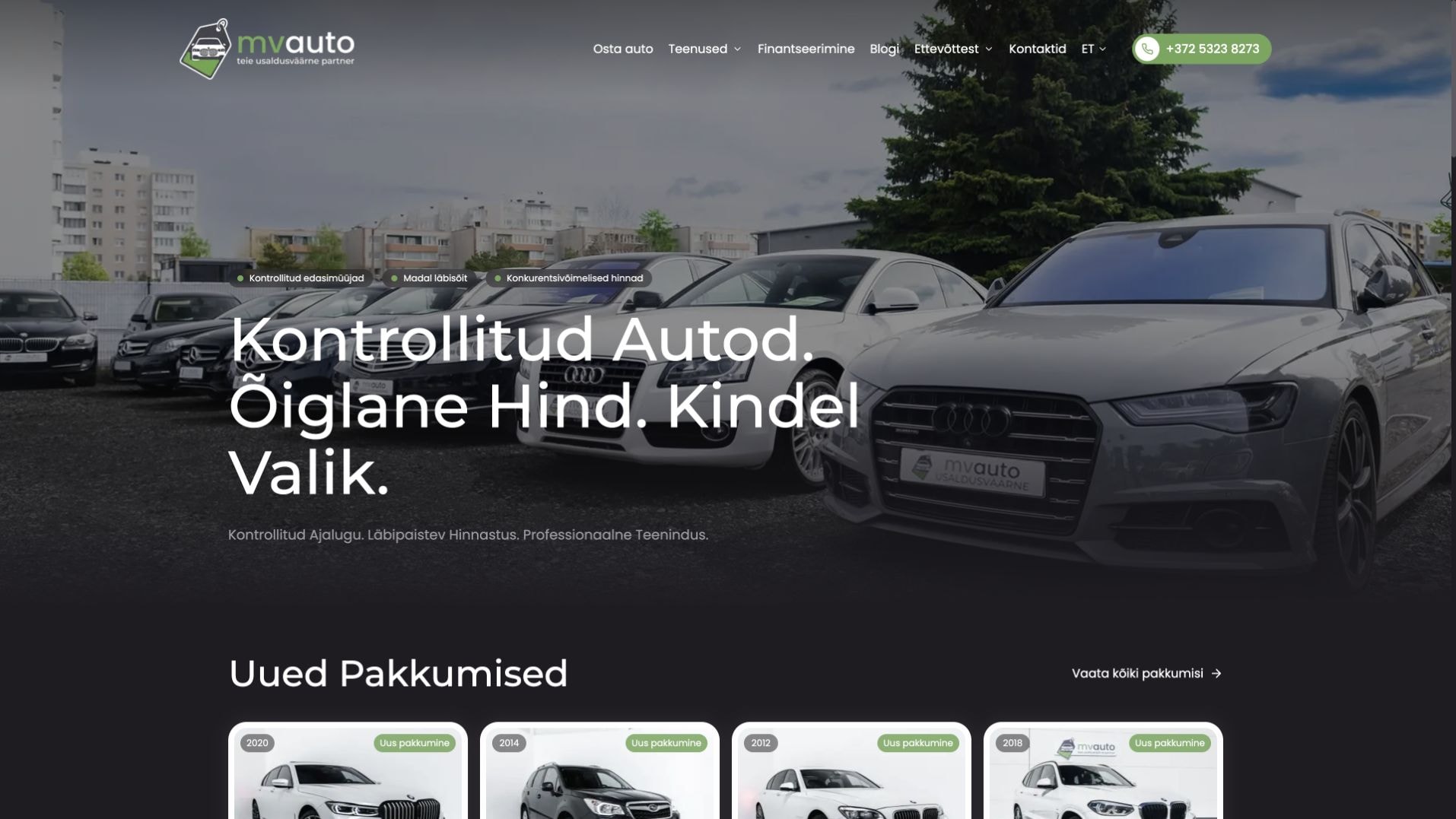 MVAuto sõidukikataloogi kasutajaliides
