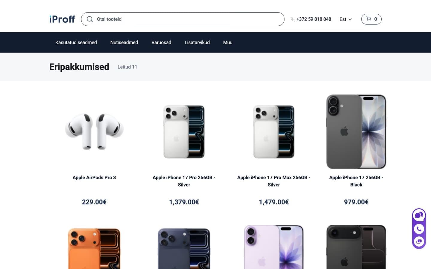 iProff Shop offers and main product categories