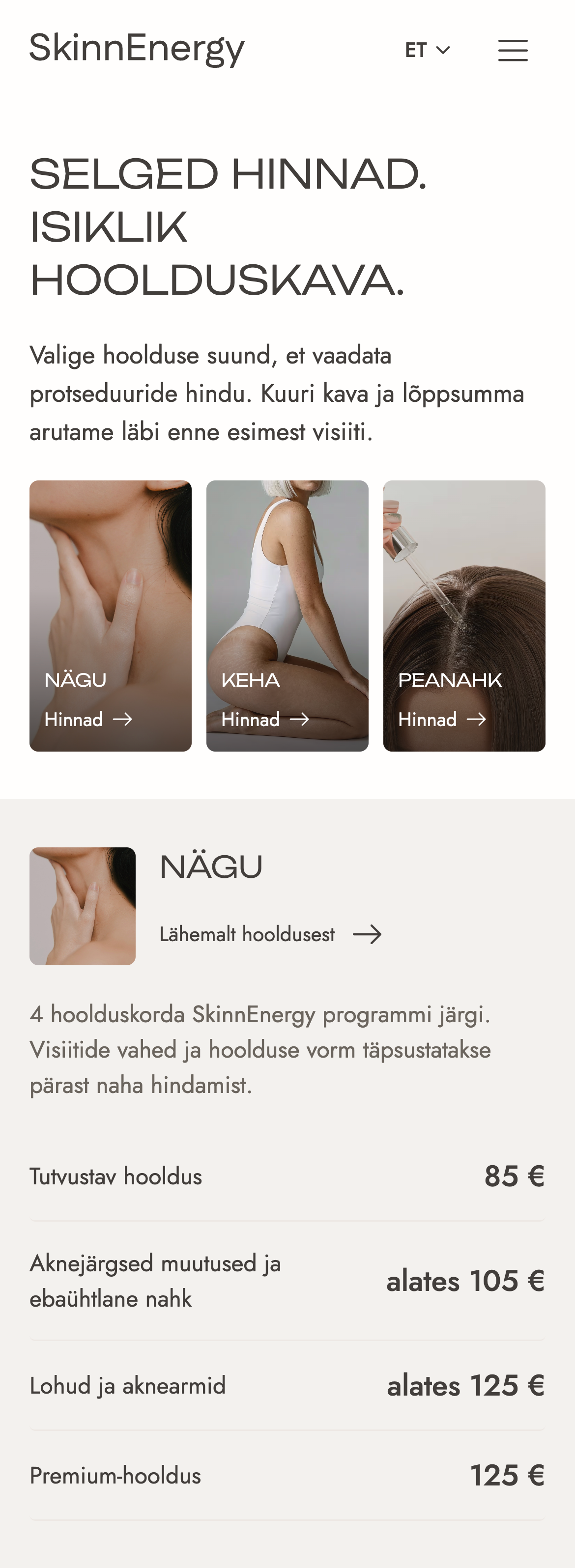 SkinnEnergy: Treatment prices