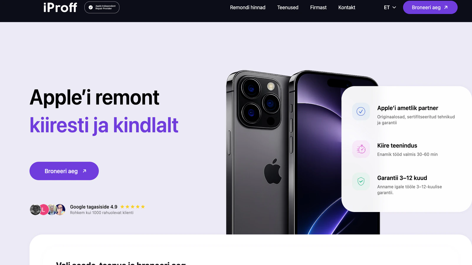 iProff: Remondi broneerimine algab teie seadmest.