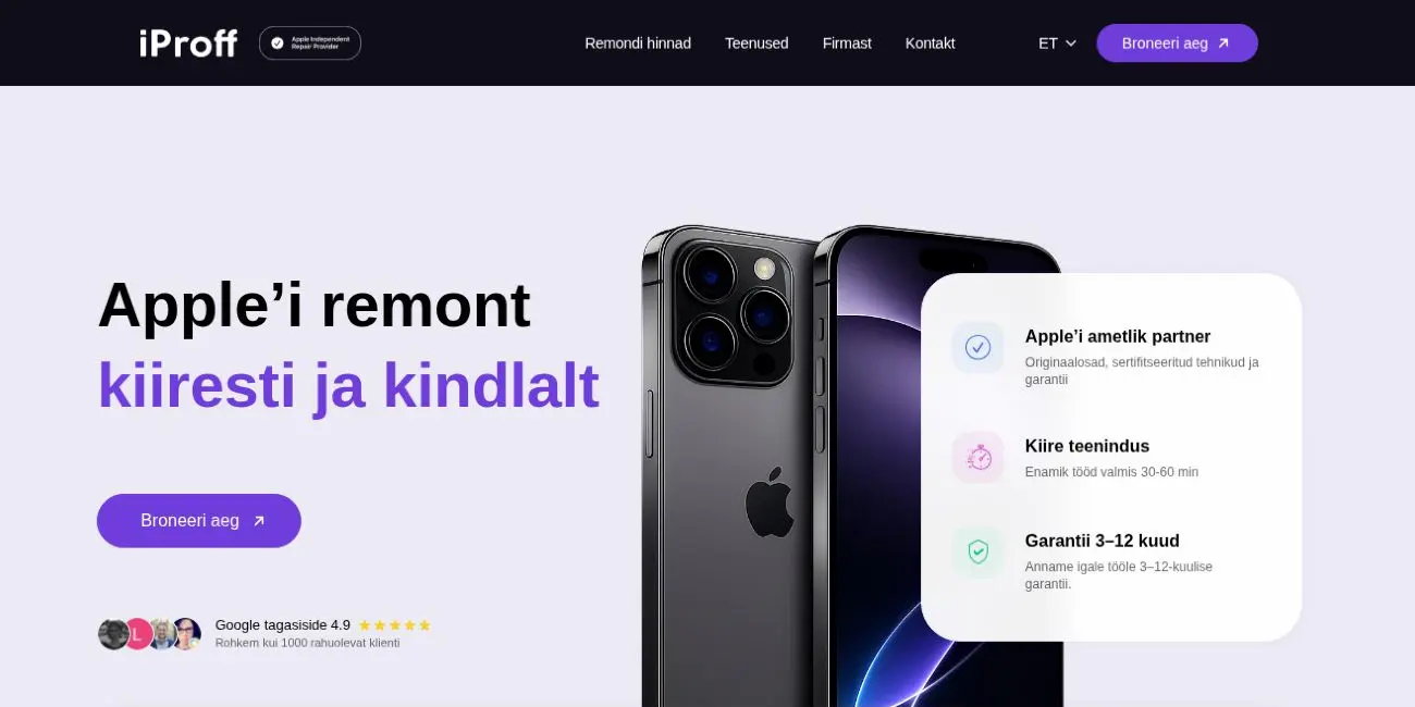 iProff: Remondi broneerimine algab teie seadmest.