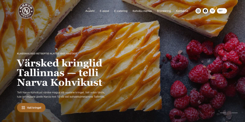 Narva Kohvik: Pagarikoja veeb ja e-pood