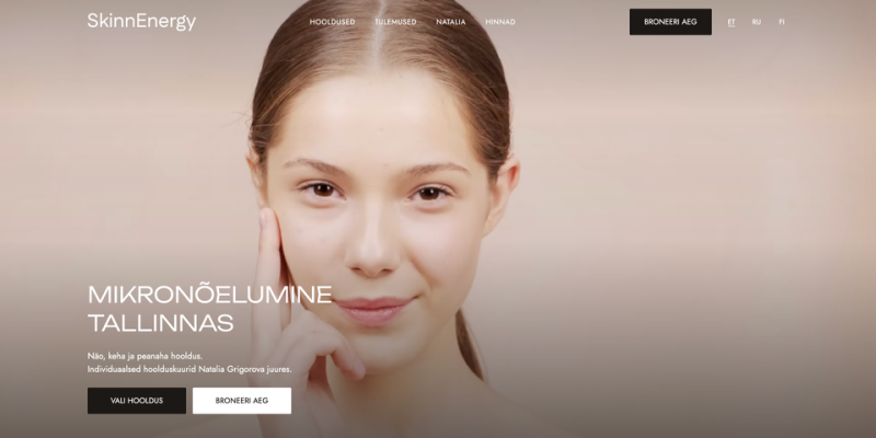SkinnEnergy homepage introducing microneedling for the face, body and scalp