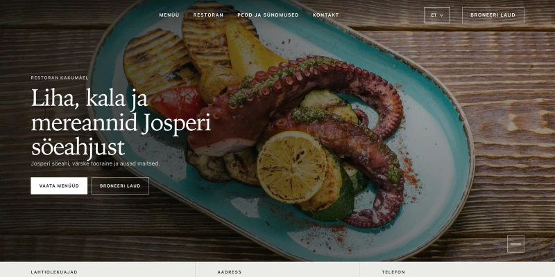Talleke & Pullike: Menu, restaurant and booking in one refined website.